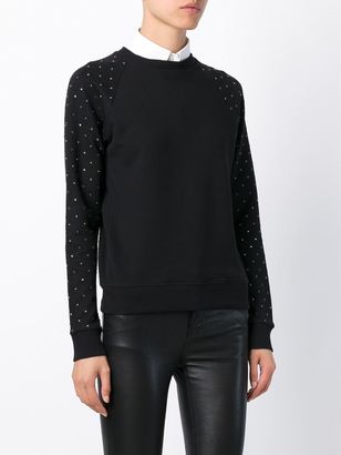 Saint Laurent crystal embellished sweater - women - Cotton/Crystal - XL