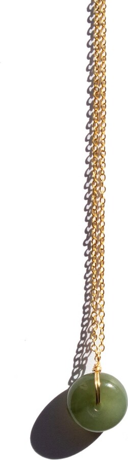 Seree Gold / Green Coin Green Jade Hollow Necklace