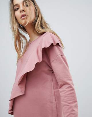 ASOS Maternity Sweat Dress With Ruffle Front