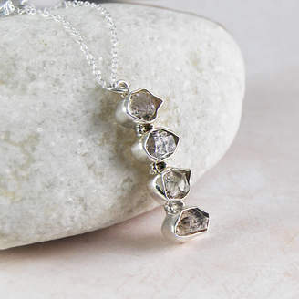 Embers Herkimer Diamond Silver Drop Pendant Necklace