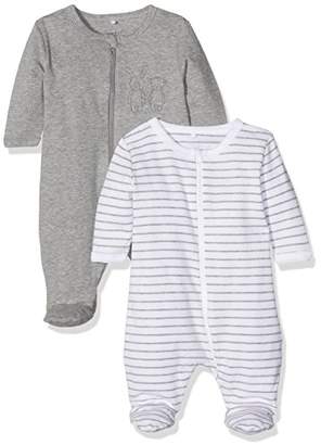 Name It Baby NBNNIGHTSUIT 2P Zip W/F Mel NOOS Sleepsuit, Multicolour Grey Melange, 6-9 Months Pack of 2