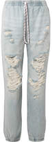 Alexander Wang - Distressed Low-rise Tapered Jeans - Light denim