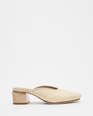 James Smith Women's Neutrals Mid-low heels - Cafe Society Woven Mules