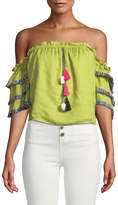 Thumbnail for your product : Red Carter Off-The-Shoulder Tasseled Crop Top