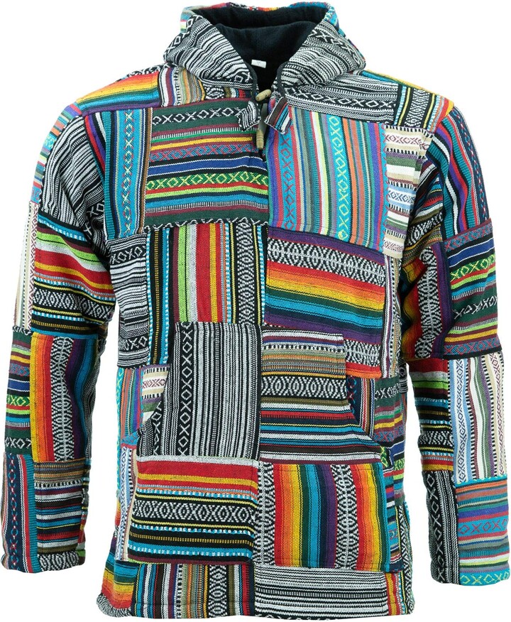 LOUDelephant Woven Cotton Baja Hoodie Patchwork (Large) ShopStyle