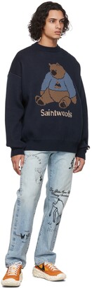 Saintwoods Navy Big Bear Knit Sweater