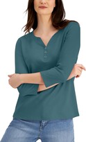 Thumbnail for your product : Karen Scott Cotton Henley V-Neck Top, Created for Macy's