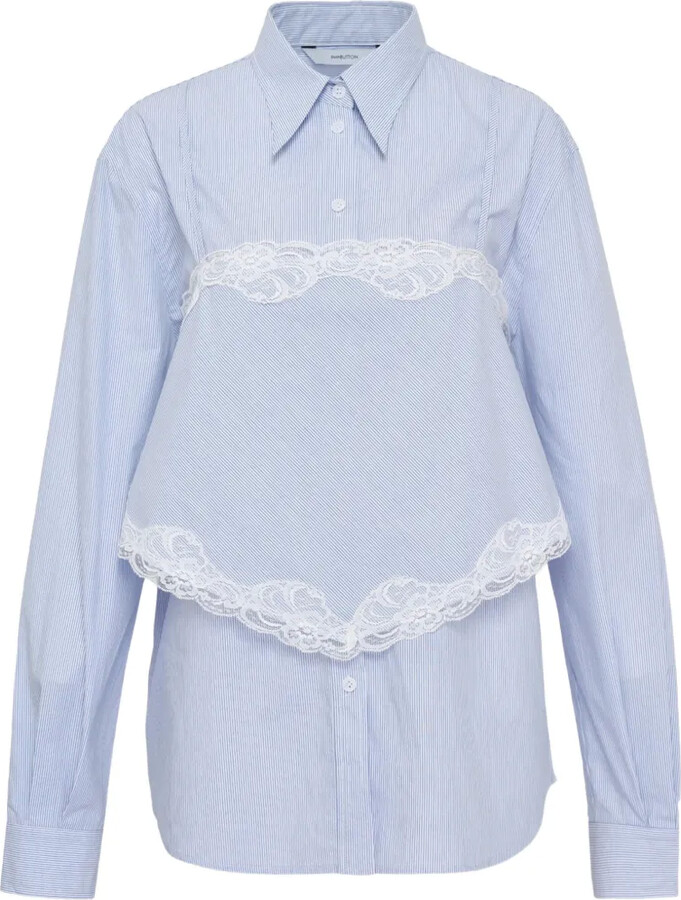 pushBUTTON Lace-Trim Striped Shirt