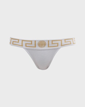 Versace Underwear: Gray Greca Border Thong