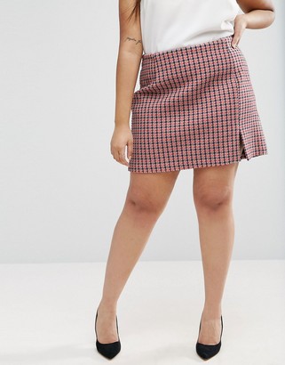 ASOS Curve Aline Mini Skirt In Mini Check Co-Ord