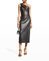 Thumbnail for your product : Shoshanna One-Shoulder Vegan Faux Leather Dress