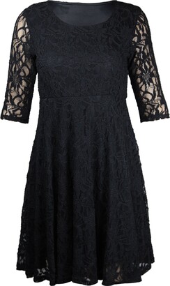Plus Flared Sleeve Lace Skater Dress