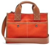 Thumbnail for your product : RUE DE VERNEUIL Reporter S Leather-trim Gabardine Tote Bag - Orange Multi