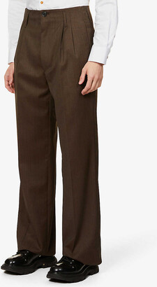Vivienne Westwood Pleated pressed-crease relaxed-fit straight-leg wool trousers
