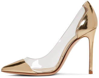 Gianvito Rossi Gold Metallic Patent Plexi Heels