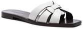 Thumbnail for your product : Saint Laurent Leather Nu Pieds Slides in Optic White | FWRD