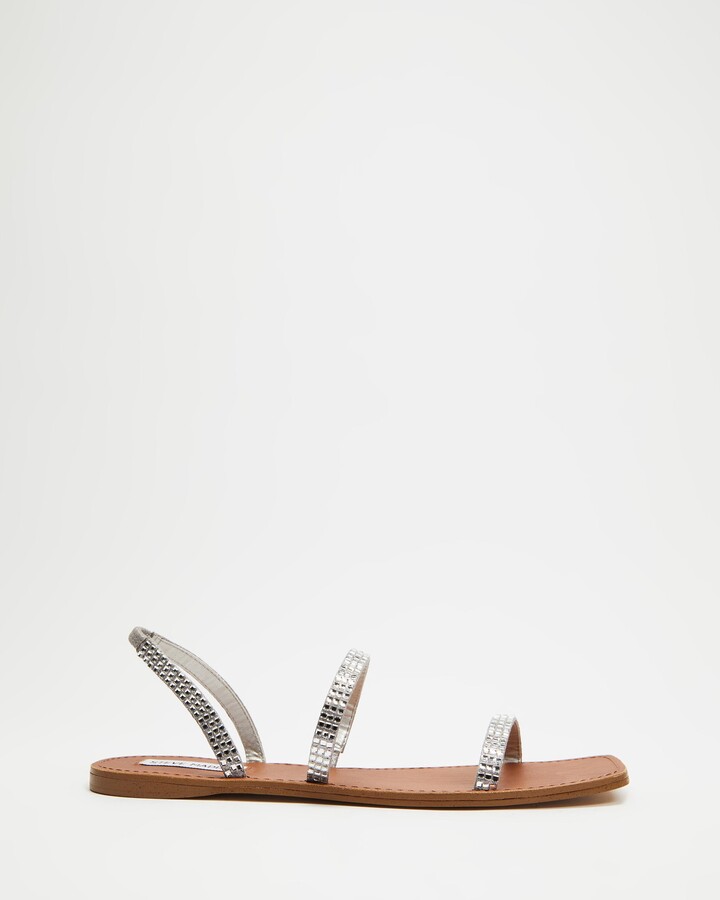 steve madden silver flat sandals