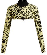 Thumbnail for your product : Colville - Abstract-print Cropped Sweater - Black Yellow