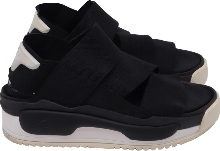 Y-3 Adidas x Hokori Elastic Strap Sandals in Black Polyester