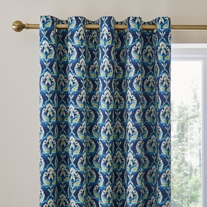 Dunelm Ikat Navy Blackout Eyelet Curtains Navy ShopStyle