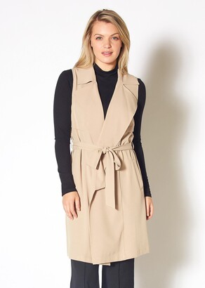 khaki sleeveless jacket
