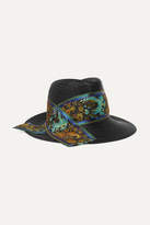 Thumbnail for your product : Philip Treacy Raiders Embellished Silk Jacquard-trimmed Straw Trilby