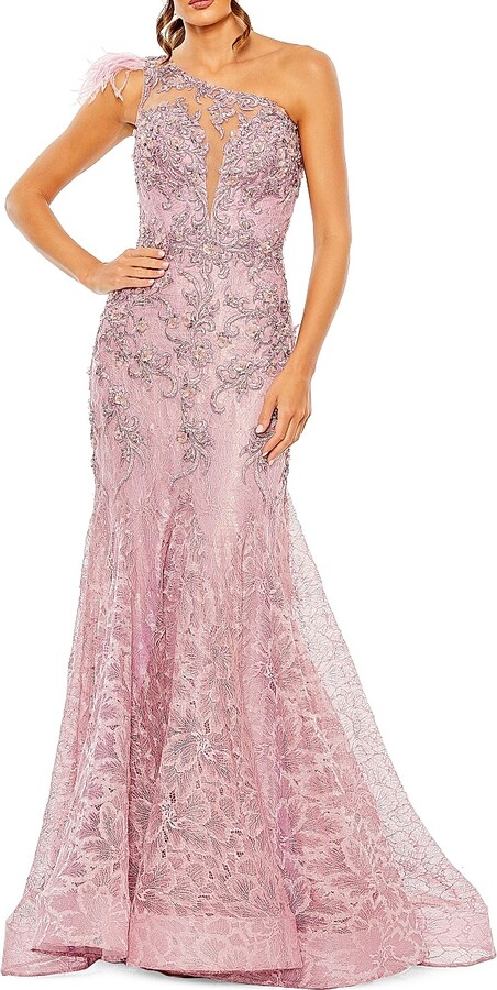 Mac Duggal Women's Embellished Lace Mermaid Gown - Crystal Blue - Size 2