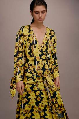 Topshop Womens **Buttercup Wrap Dress By Boutique - Yellow