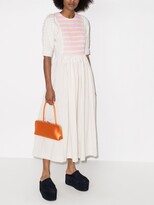 Thumbnail for your product : Molly Goddard Neutrals Shirred Midi Dress