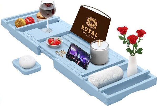 Royal Craft Wood RoyalCraftWoodBathtubCaddyTray(Blue)