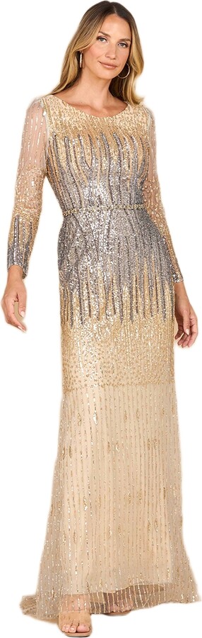 Lara Women's Mermaid Beaded Long Sleeve Gown