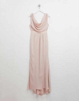 ASOS DESIGN Bridesmaid cowl front maxi dress with button-back detail in blush