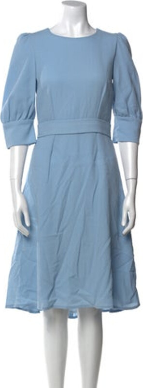 Goat A-Line Dress Blue Three-Quarter Sleeve with Scoop Neck