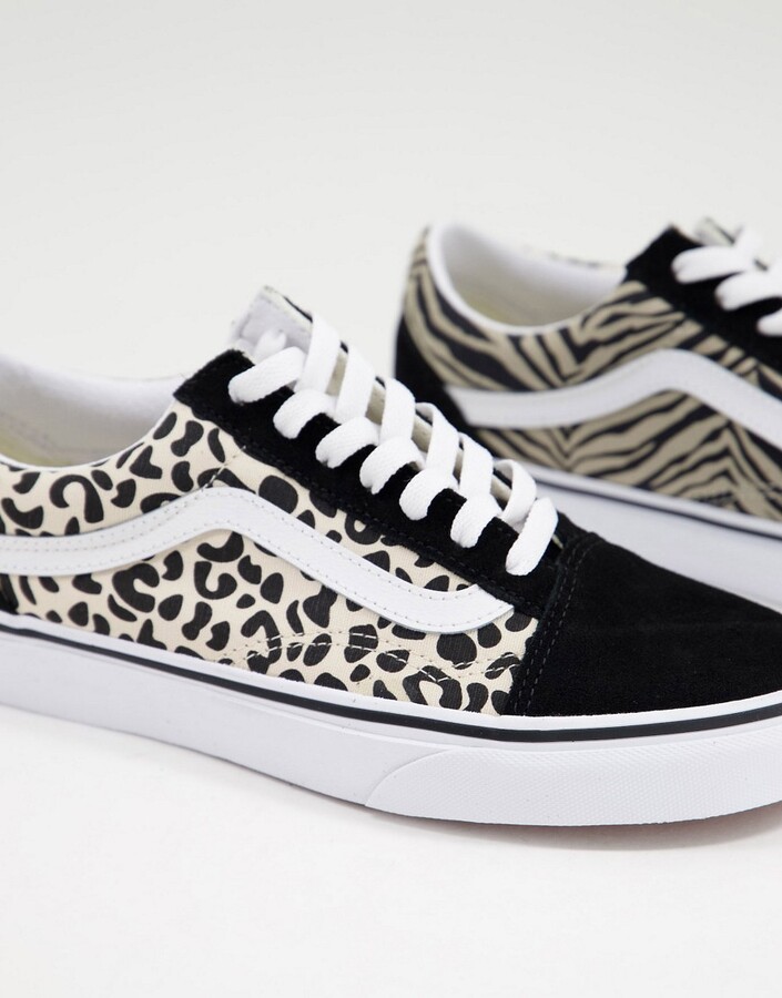 Vans Old Skool Safari Multi leopard print sneakers in black - ShopStyle