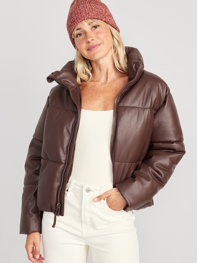 Old Navy Short Sherpa-Paneled Puffer Jacket for Women - ShopStyle
