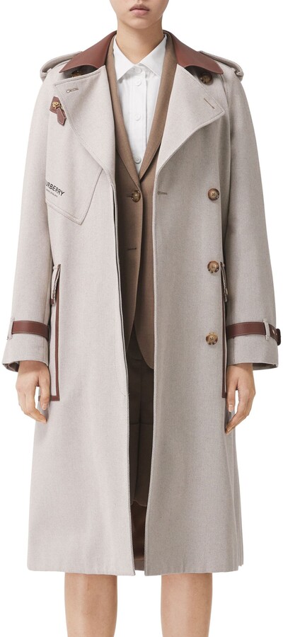 Burberry Dockray Leather Trim Cotton Canvas Trench Coat - ShopStyle