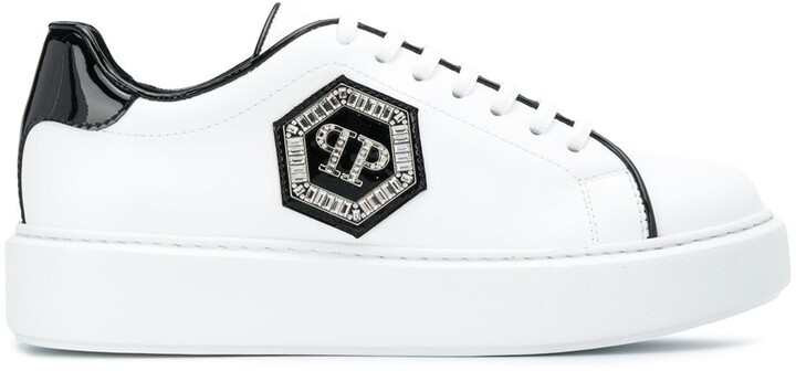 Philipp Plein Hexagon plaque low-top sneakers - ShopStyle