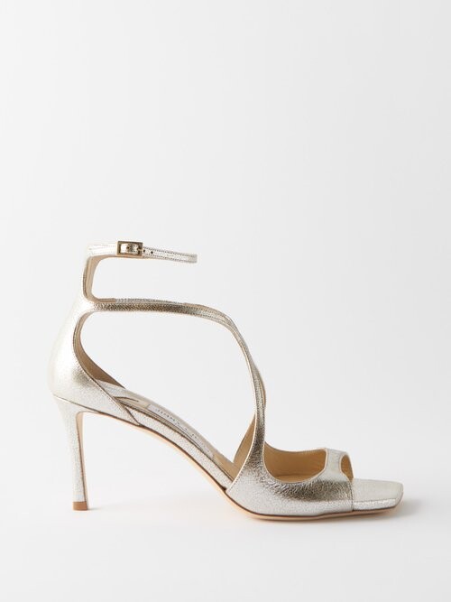 Jimmy Choo Azia 75 Metallic-leather Sandals - ShopStyle