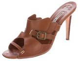 Thumbnail for your product : Manolo Blahnik Leather Slide Sandals