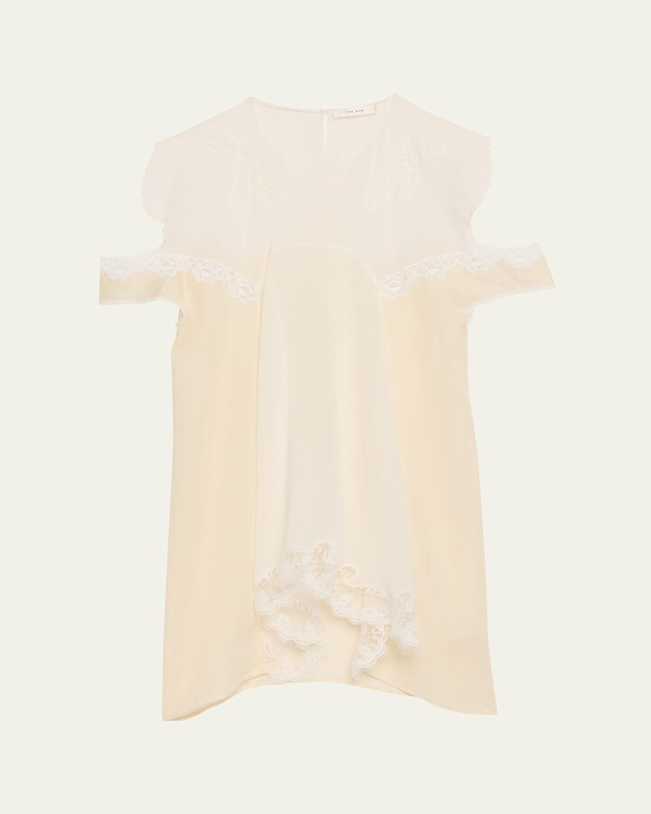 The Row Desy Lace Cold-Shoulder Top