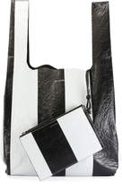 Thumbnail for your product : Balenciaga Supermarket Striped Shopper Hobo Bag