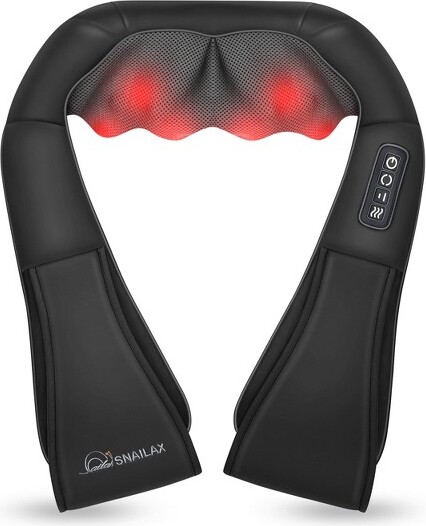 SNAILAX Shiatsu Neck Massager with Heat, Neck and Shoulder Massager with 3D Roller