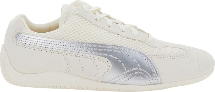 Puma 'speedcat' Beige Low Top Sneakers With Logo Patch On The Tongue And Formstrip Logo Detail On The Sidei N Leather And Mesh Unisex