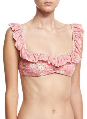 Ale By Alessandra Floral-Print Ruffle Swim Top, Pink