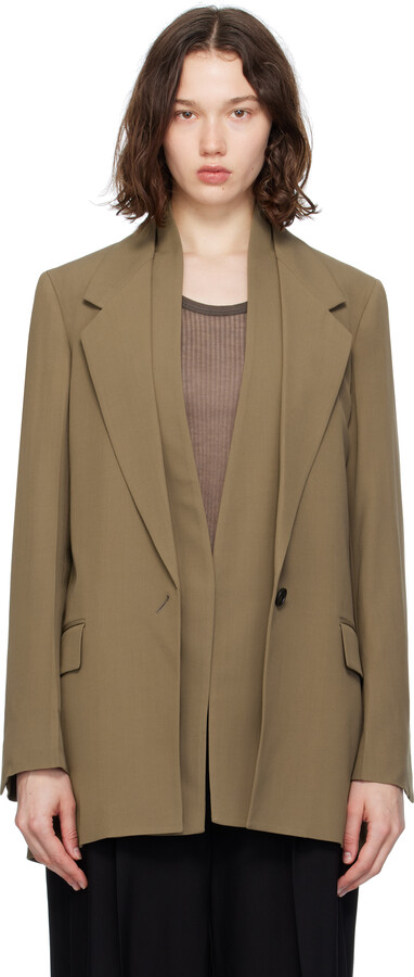 Ferragamo Khaki Single Breasted Blazer