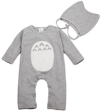 Happy Cherry Infant Toddlers Baby Clothes Cartoon Romper Jumpsuit Bodysuit 2PCS - Gray 90