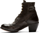 Thumbnail for your product : Officine Creative Dark Brown Leather Brogued Ignis Boots
