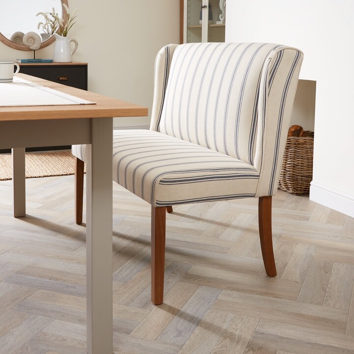 Dunelm Oswald Dining Bench Seat, Blue Fabric Blue/White/Brown ShopStyle