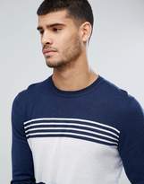 Thumbnail for your product : ASOS Design Striped Cotton Jumper In Navy