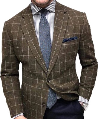 Andiwa Men's Single-breasted Blazer Jacket Check Slim Fit Blazer/Sport Coat  Casual Business Suit - Many Colors Jackets (XXXL - ShopStyle